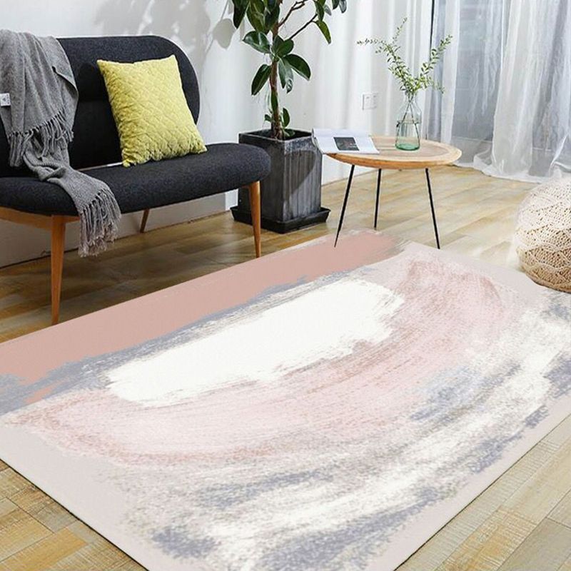 Minimalist Abstract Art Rug Multi Colored Polypropylene Rug Washable Stain Resistant Non-Slip Carpet for Living Room