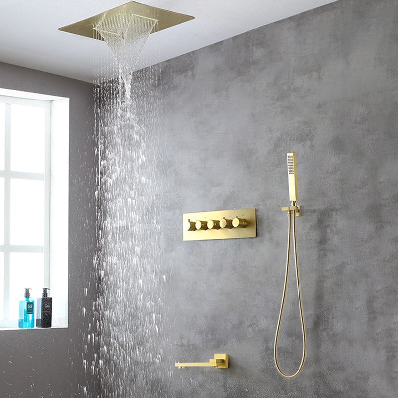 Ceiling Mounted Square Metal Shower Faucet Massage Shower System