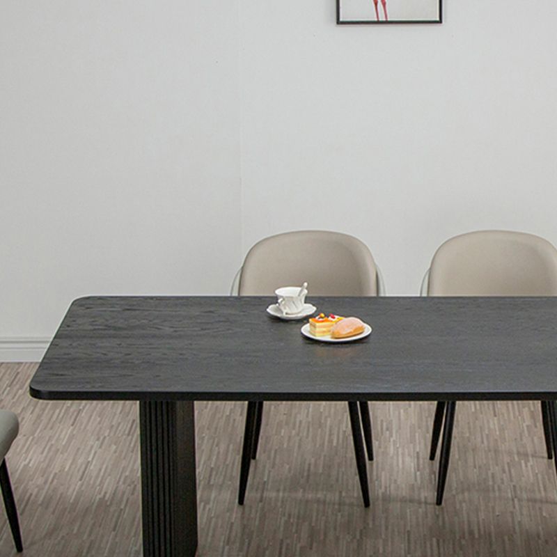 Black Pine Wood Dining Table Modern Indoor Rectangle Dinette Table