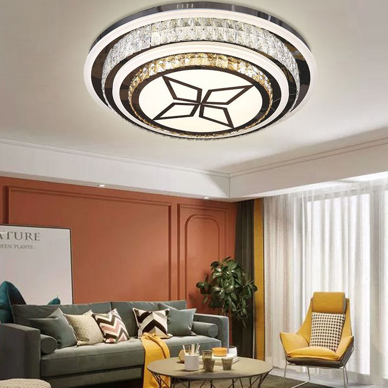 Geometric Crystal LED Ceiling Light in Modern Creative Style Stainless-Steel Ceiling Fixture for Living Room