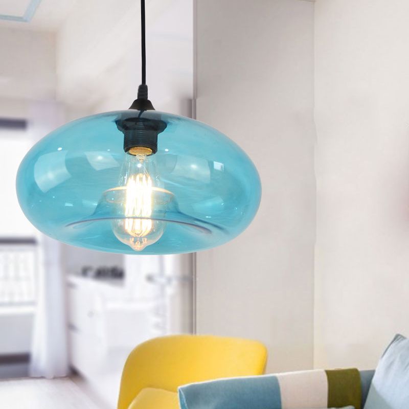 Luce a sospensione a sospensione blu a ciambella Modernismo 1 soggiorno.