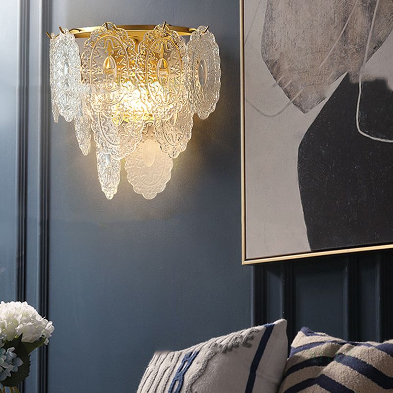 2 Lichter Glaswand Licht moderner Stil Geometrischer Wandmontage Leuchte in Gold