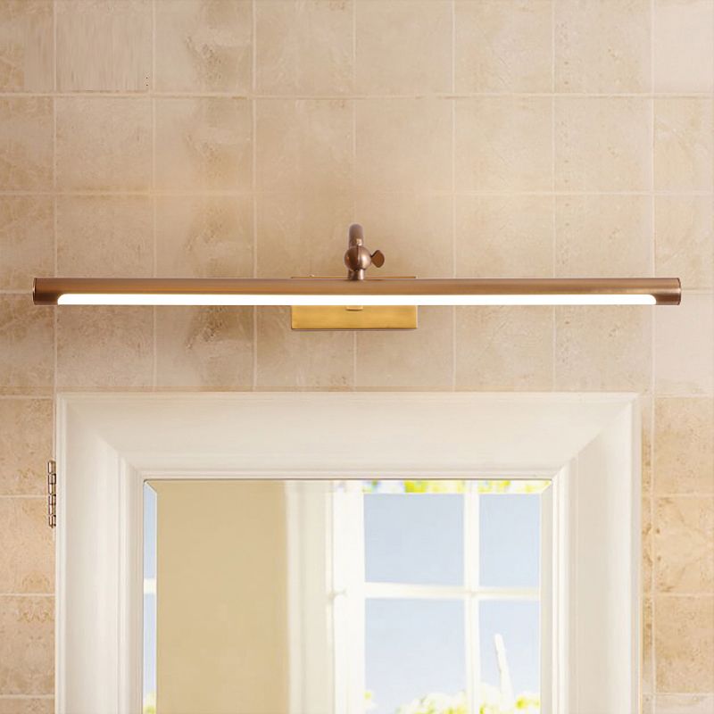 1-Light Metal Linear Wall Lighting Modern Style Wall Mirror Mount Light Fixture in Brass