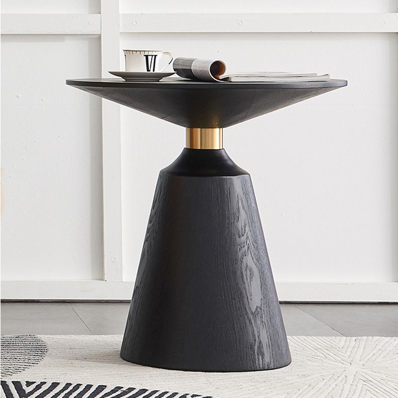 Contemporary Solid Wood Pedestal Round Living Room Side End Table