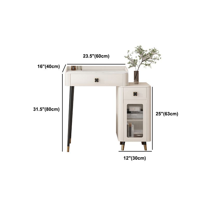 Contemporary Bedroom Storage Box Bright White Straight Feet Vanity Desk