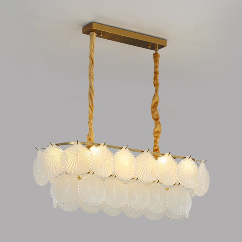 Modern Style Geometry Shape Island Lights Glass 8-Light Island Lighting in Gold