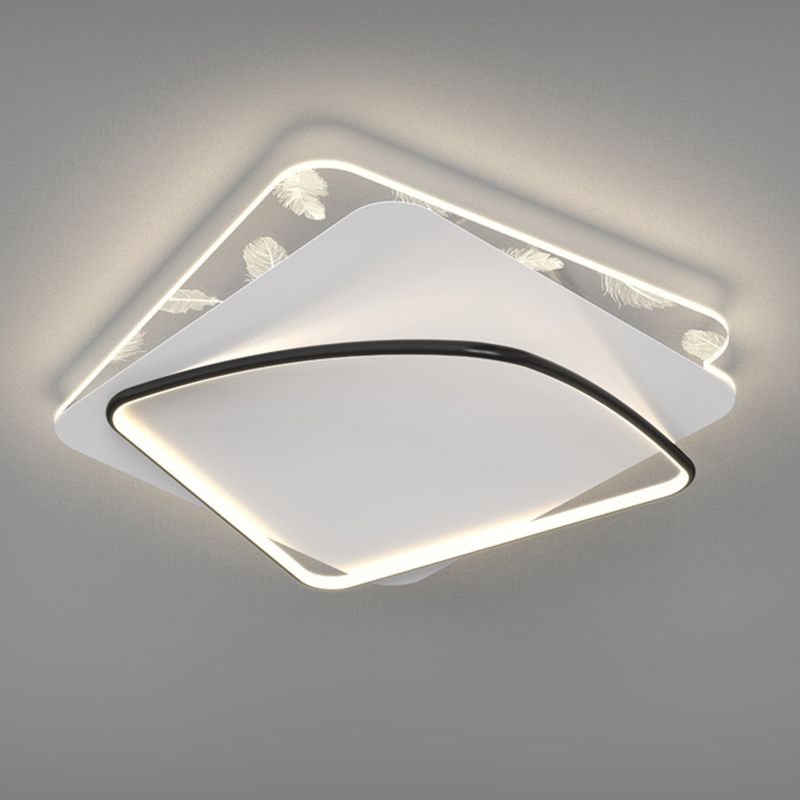 Contemporary Style Aluminum LED Flush Light Fixture Feather Ceiling Flush Mount for Bedroom