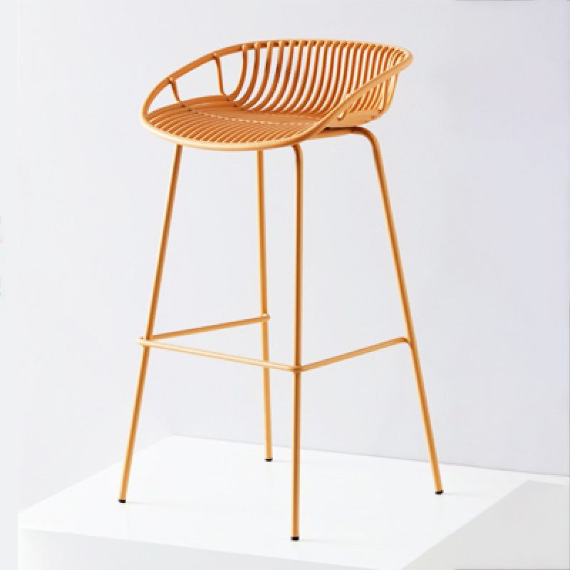 Contemporary Metal Barstool Plastic Stool in Matte Finish for Indoor