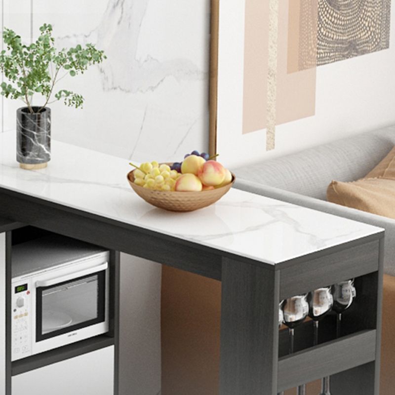 Modern Style Rectangle Bar Table Living Room Bistro Bar Desk with Storage