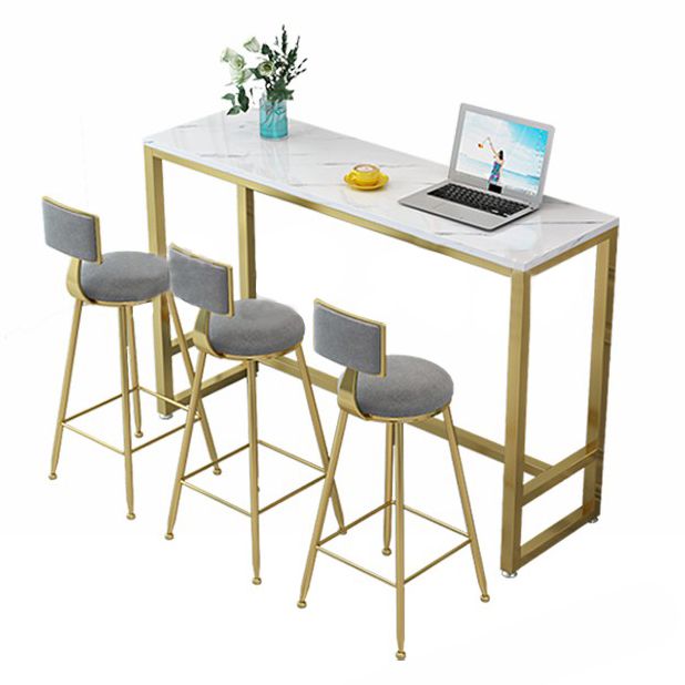Modern Bar Dining Table Rectangle Bar Table with Trestle Base
