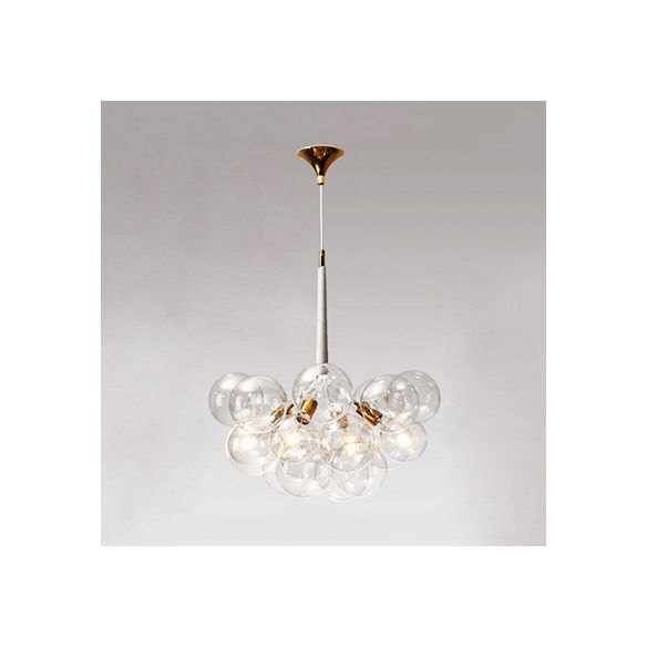 Globe Clear Glass Kronleuchter Beleuchtung zeitgenössischer 3/4/6 Lichter Schwarz/Weiß LED Hanging Deckenlampe