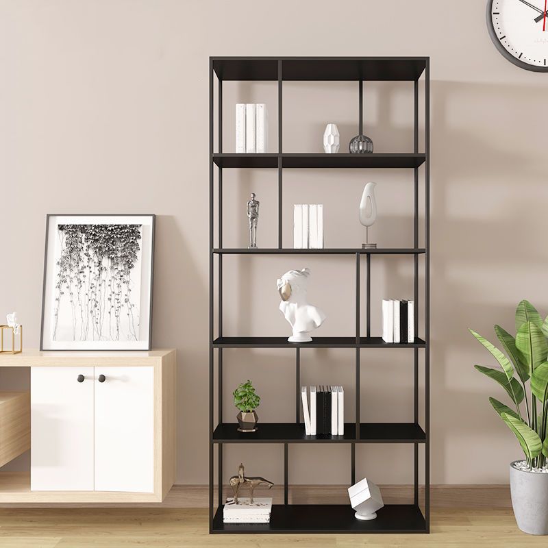 Contemporary Iron Open Etagere Bookshelf Multi Shelf Vertical Bookcase for Study Room