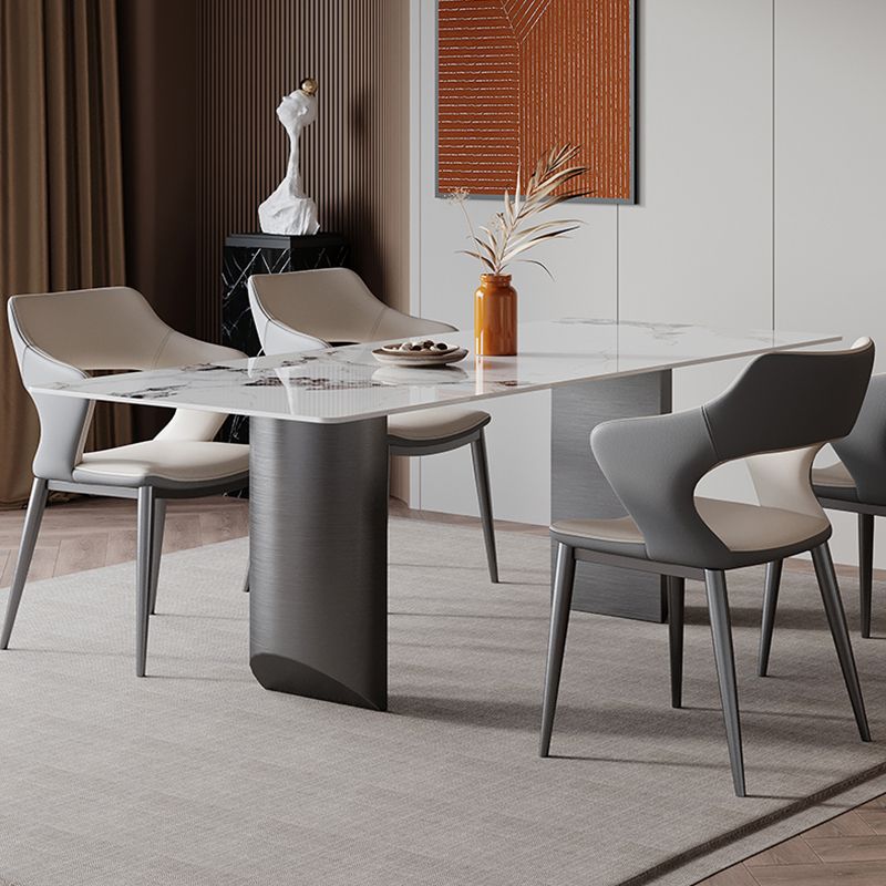 Modern Style Dining Table Sintered Stone Double Pedestal Table for Home
