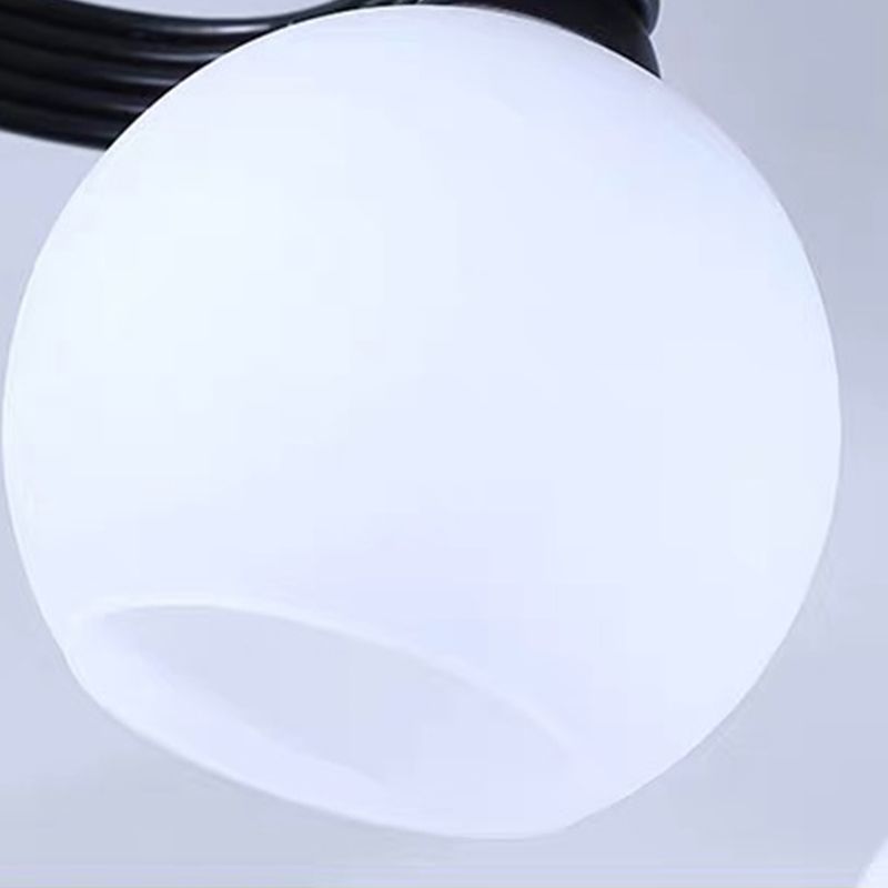 Glass Shaded Ceiling Mounted Fixture Minimalist Bedroom Semi Flush Mount in Black