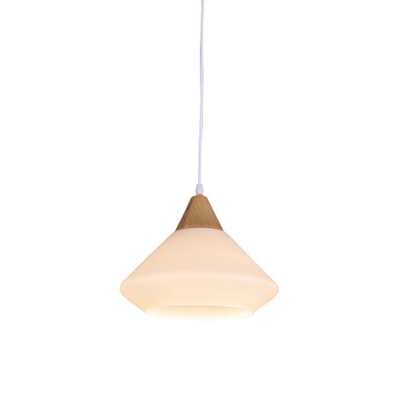 1 salle à manger légère Diamond plafonnier Pendard en bois moderniste avec une teinte en verre blanc diamant