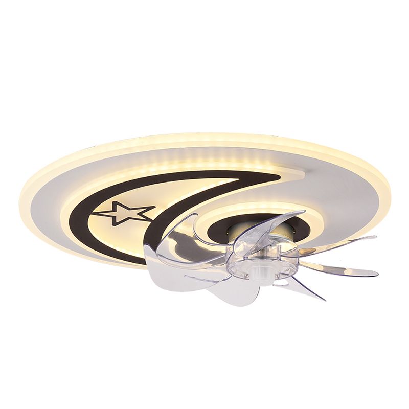 Black and White Disc Shaped Fan Light Minimalist LED Acrylic Semi Flush Mount Lighting