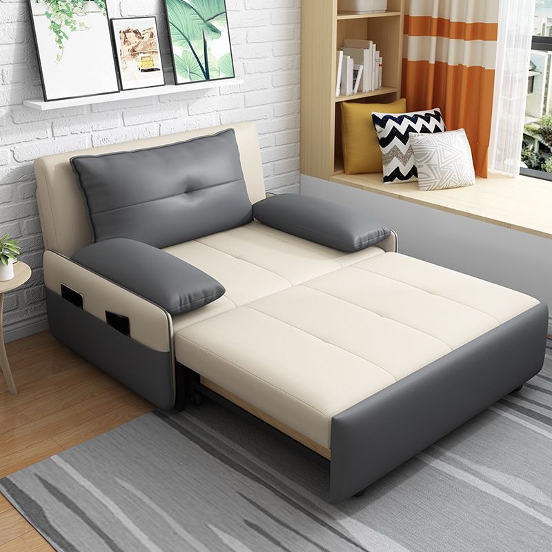 Scandinavian Sleeper Sofa Light Gray Sofa Bed with Detachable Mattress