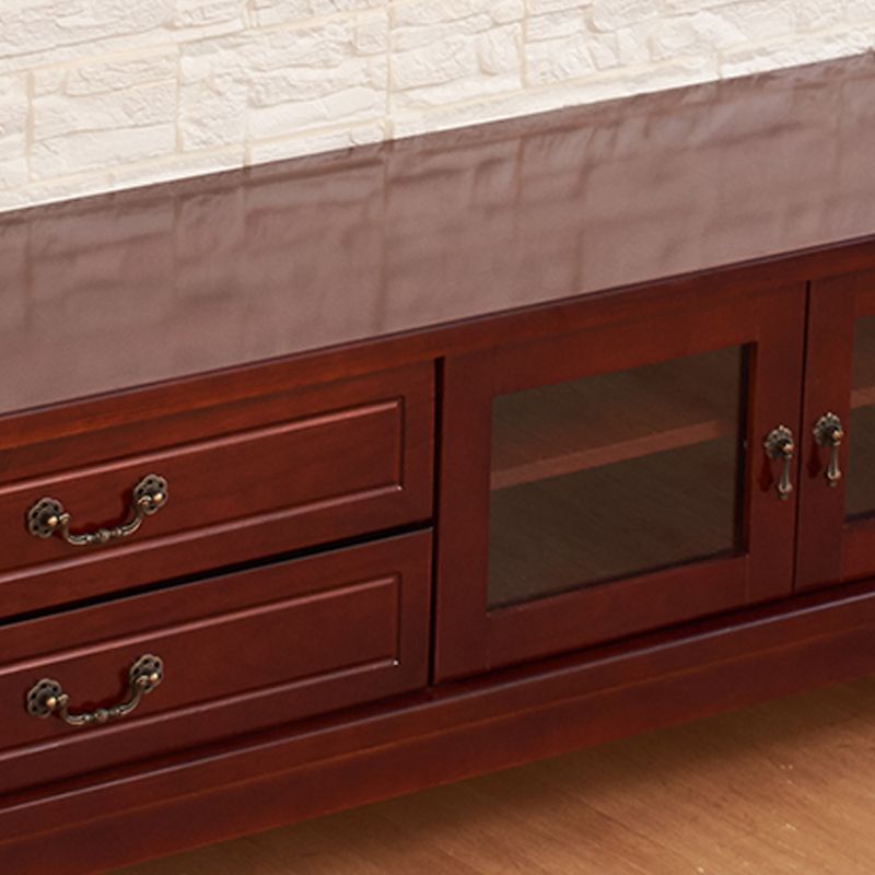 Transitional Wooden TV Stand TV Media Stand with Doors for Living Room