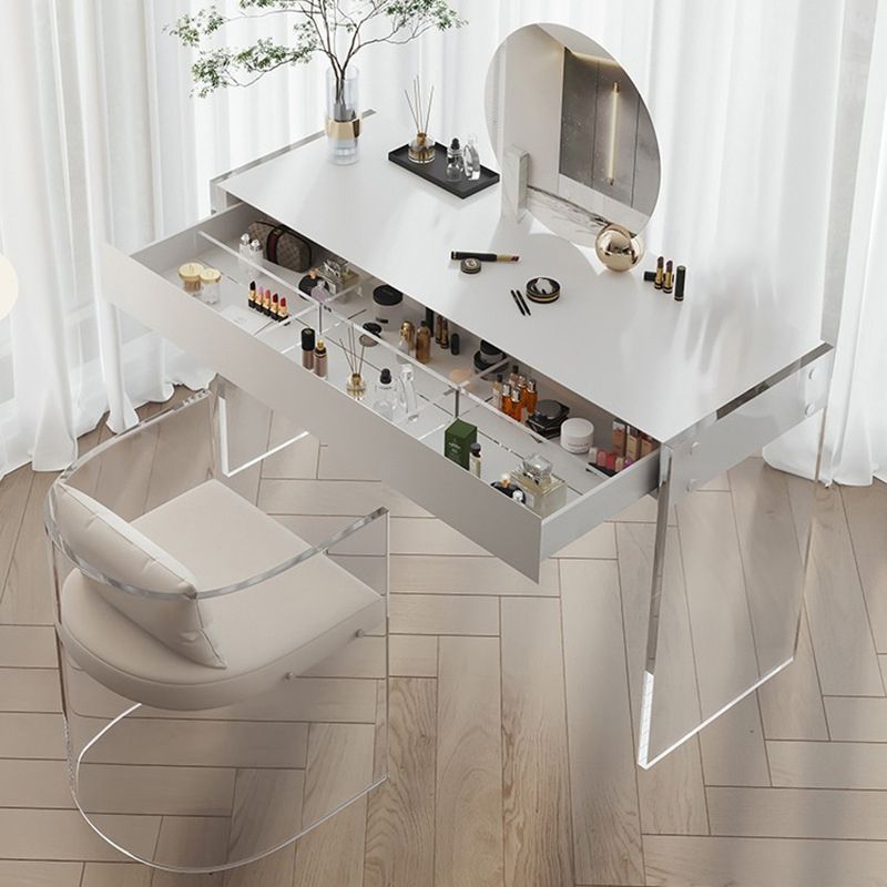 White Slate Top Make-up Vanity with Drawer for Bedroom 29.5"