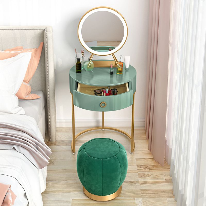 Panel Top Green/white with Drawers Gold Metal Base Dressing Table