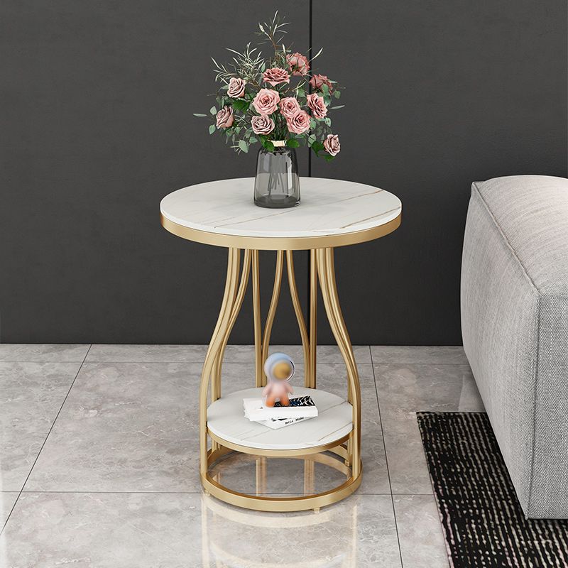 19"W Contemporary Corner Table Round Storage Accent Side Table