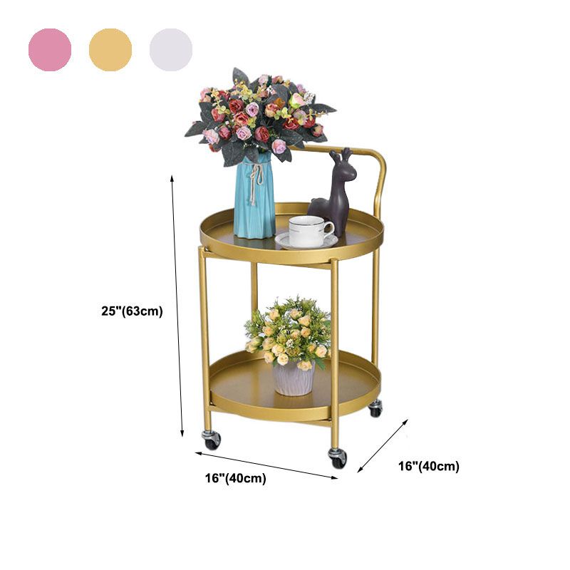 15.75 inch Wide Mid-Century Side Table Double Tier Round Side End Table