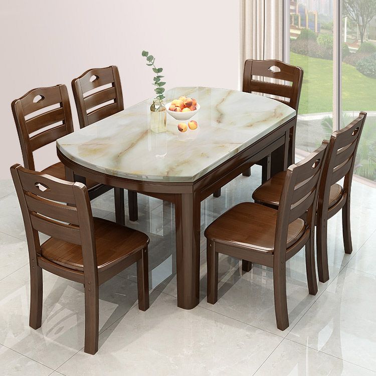 Modern Round Stone Dining Table Rubber Legs Foldable Table for Dining Room