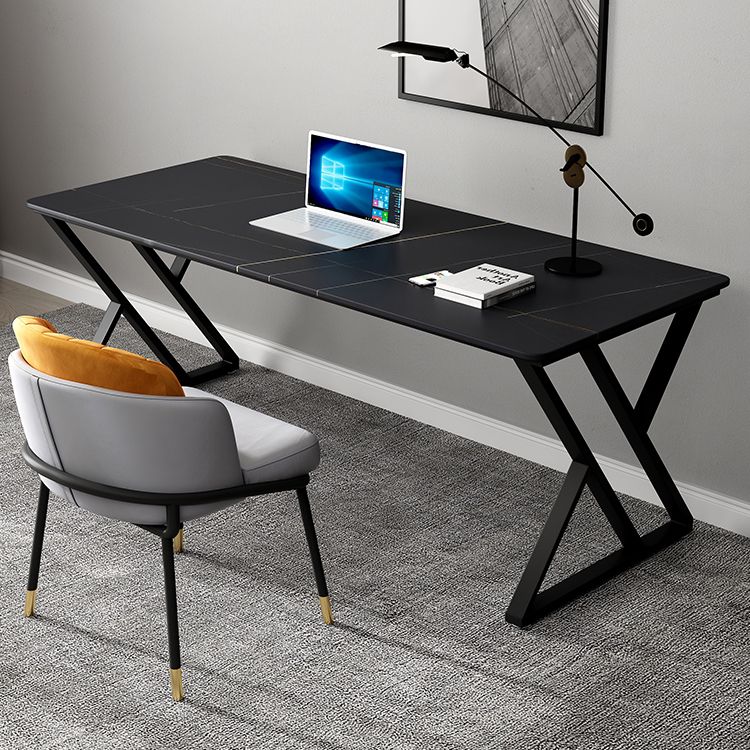 Rechthoek gesinterde stenen tweekleurige eettafel eenvoud dubbele voetstuktafel voor eetkamer