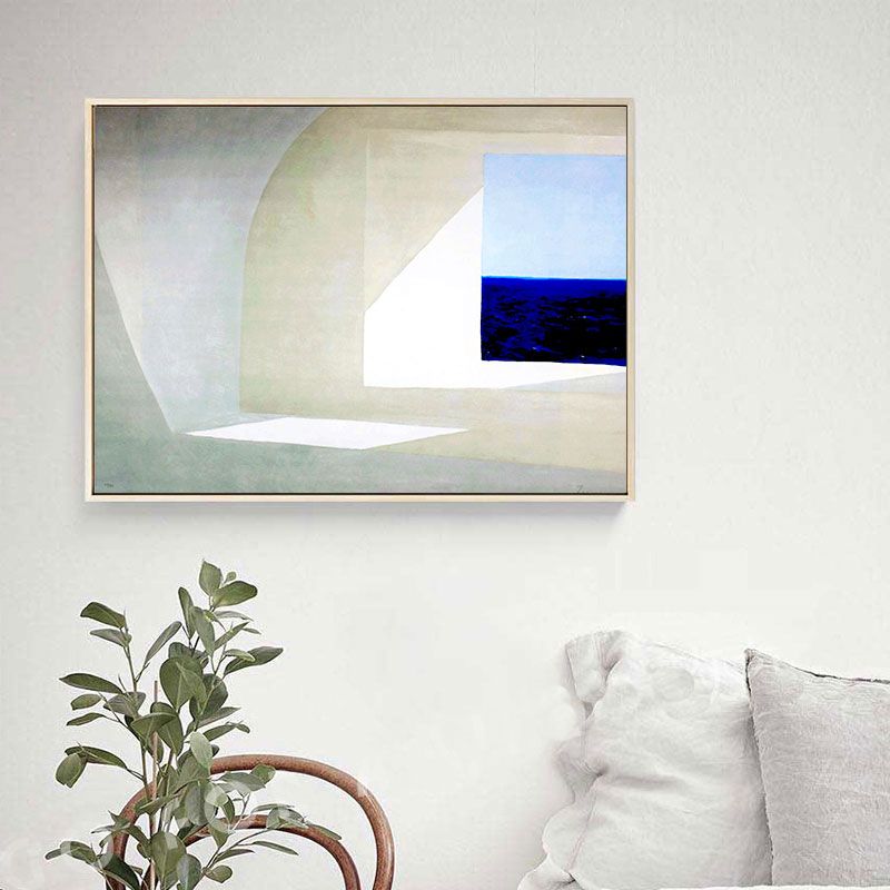 Minimalist Window Sunlight Painting Print Canvas Textured White Wall Art for Home