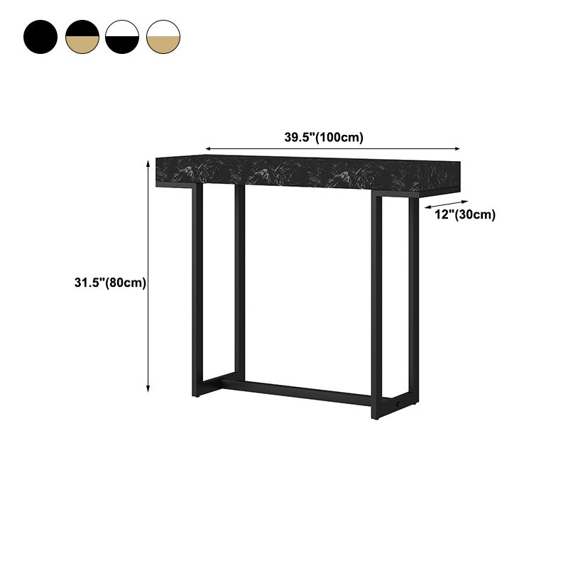 Iron Trestle Cosnole Table with Marble Top Accent Table for Hall