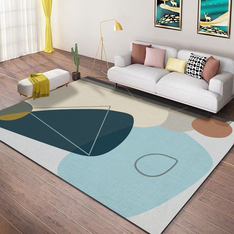Leisure Contrast Panel Rug Trendy Polyester Area Rug Non-Slip Backing Rug for Living Room