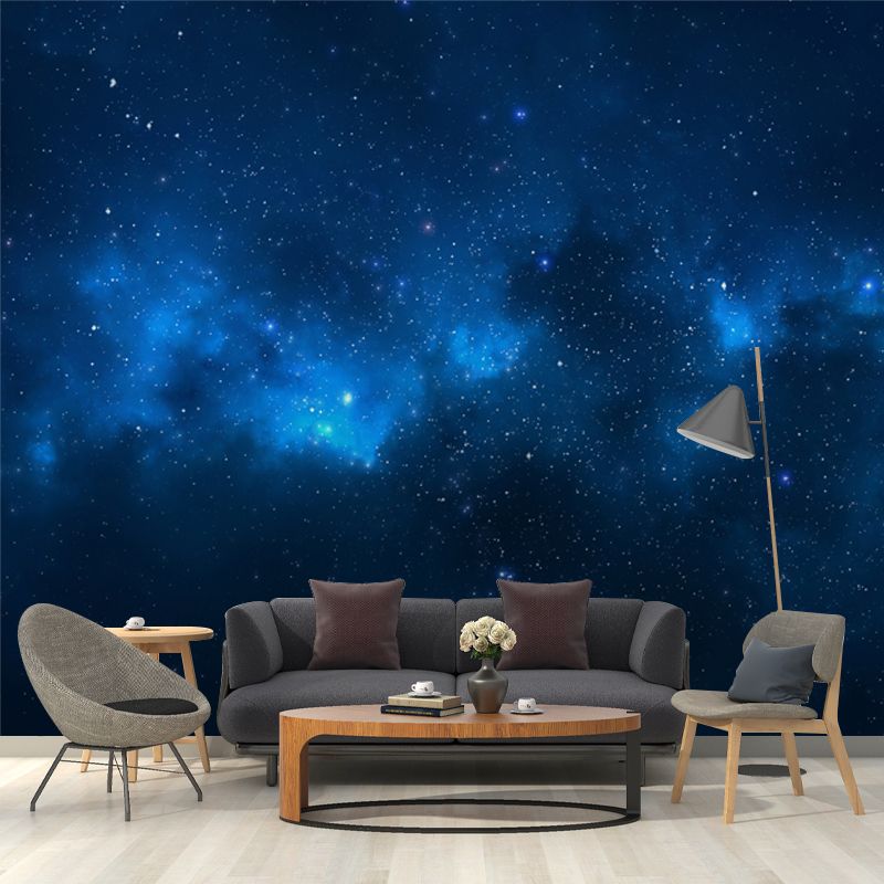 Planetary Nebula Star Mural Decal Modern Style Non-Woven Material Wall Covering in Blue-Black