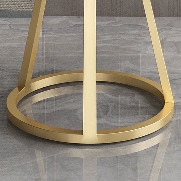 Contemporary Round Dining Table Sintered Stone Top Iron Pedestal Table