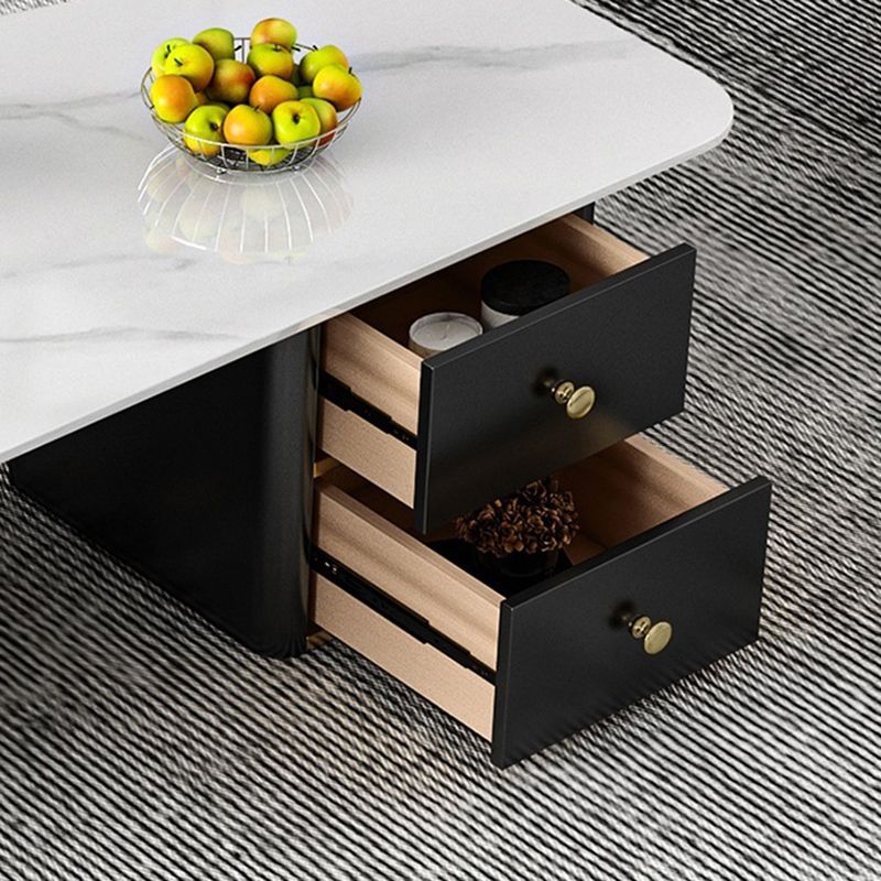 2 - Drawer Irregular Slate Coffee Table 15.7" H 1 Single Coffee Cocktail Table