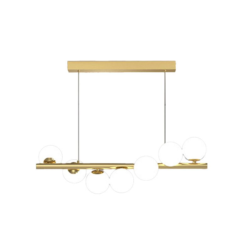 Ball Shape Glass Island Chandelier Modern Style Multi Lights Island Ceiling Light in Gold