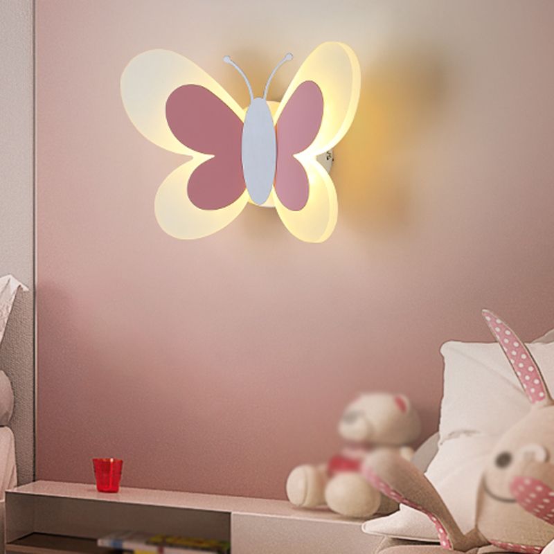 1 Light Butterfly Wall Lighting Fixtures Modern Style Metal Wall Mounted Lights