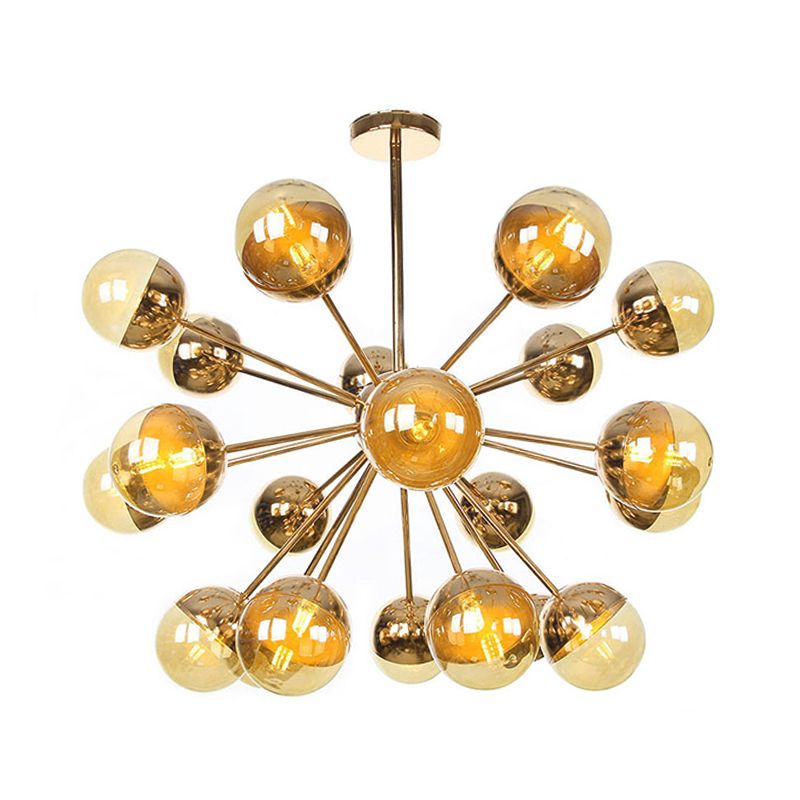 Semi-encastré Globe pour salle à manger, verre blanc/transparent/gris fumée, 9/12/15 lumières, luminaire semi-encastré contemporain en cuivre/chrome/or