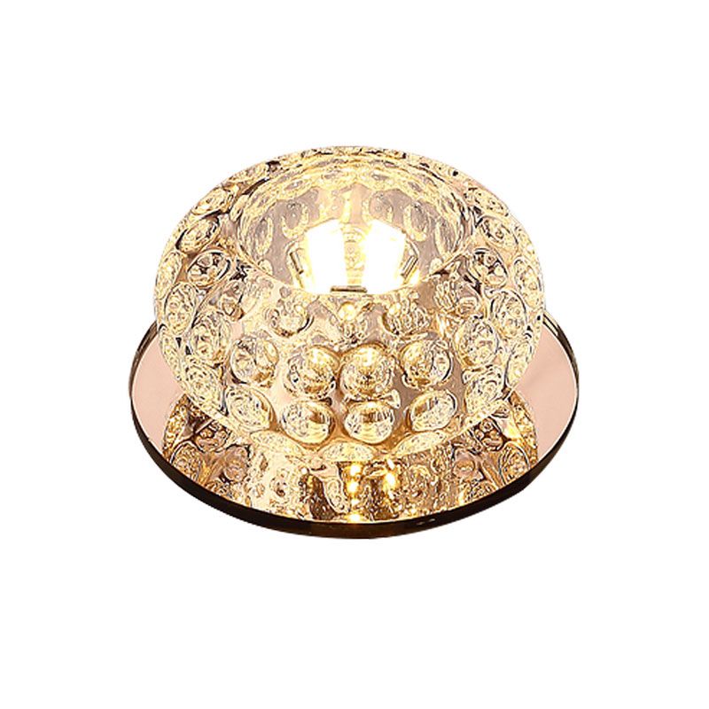 Living Room LED Mini Spotlight Decorative Flush Mount Ceiling Light with Circular Clear Crystal Shade