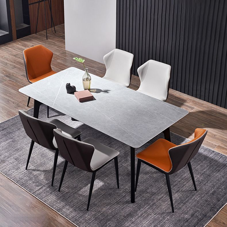 Modern Ash Wood Dinette Set 1/2/5/7 Pieces Rectangle Sintered Stone Top Dining Table Set