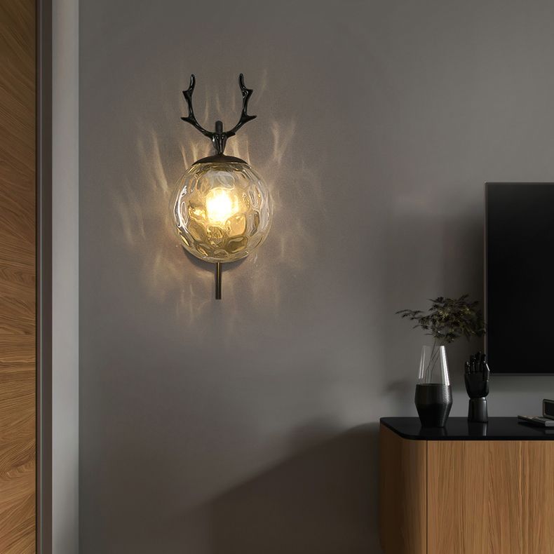 Modern Style Spherical Shape Wall Sconce Metal 1 Light Sconce Lighting for Bedroom