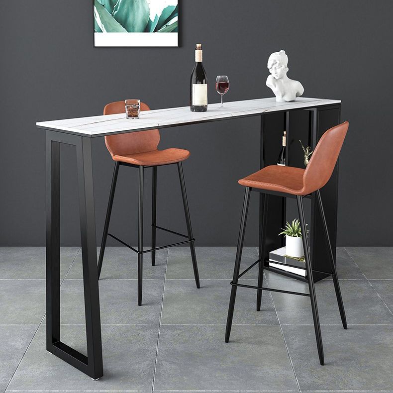 Rectangular Stone Bar Table Contemporary Bistro Table with Storage