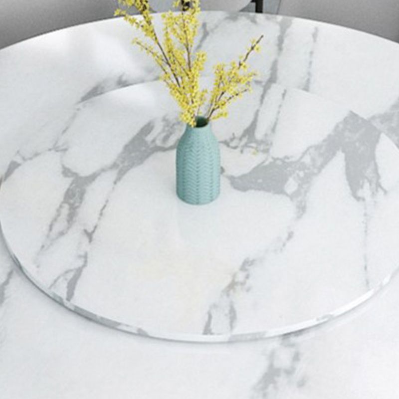Glam Style Stone Round Dining Table with Gold Base for Living Room