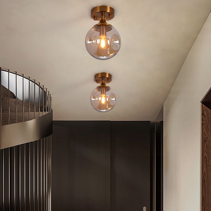 Glass Ball Shape Flush Mount Light Modern 1-Light Flush Mount Ceiling Fixture