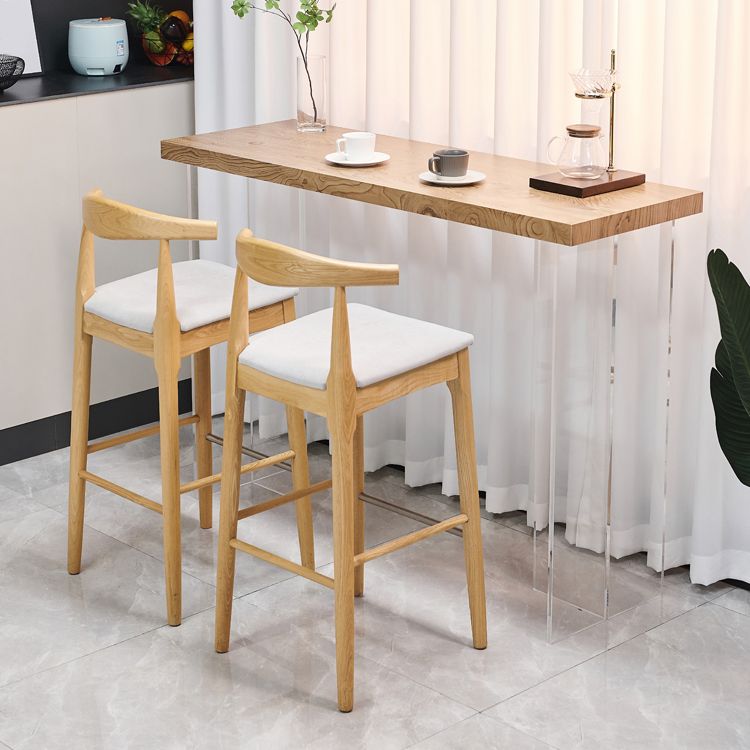 Double Pedestal Bar Table Set 1/3 Pcs Stone Top Bar Table and Solid Wood Stools