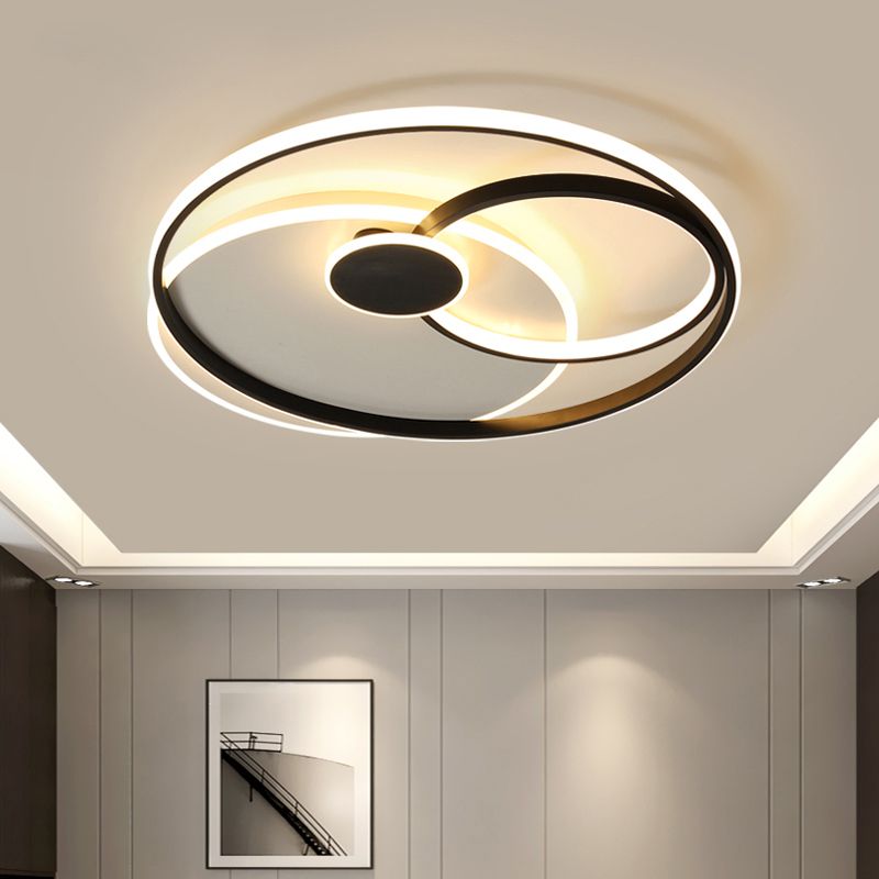 Cirkel Gevormd Plafond Flush Light Nordic Metal LED Slaapkamer Flushmount in zwart en wit
