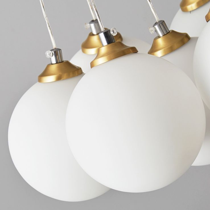 Balloons Hanging Pendant Light Simplicity White Glass Bedroom Chandelier in Gold