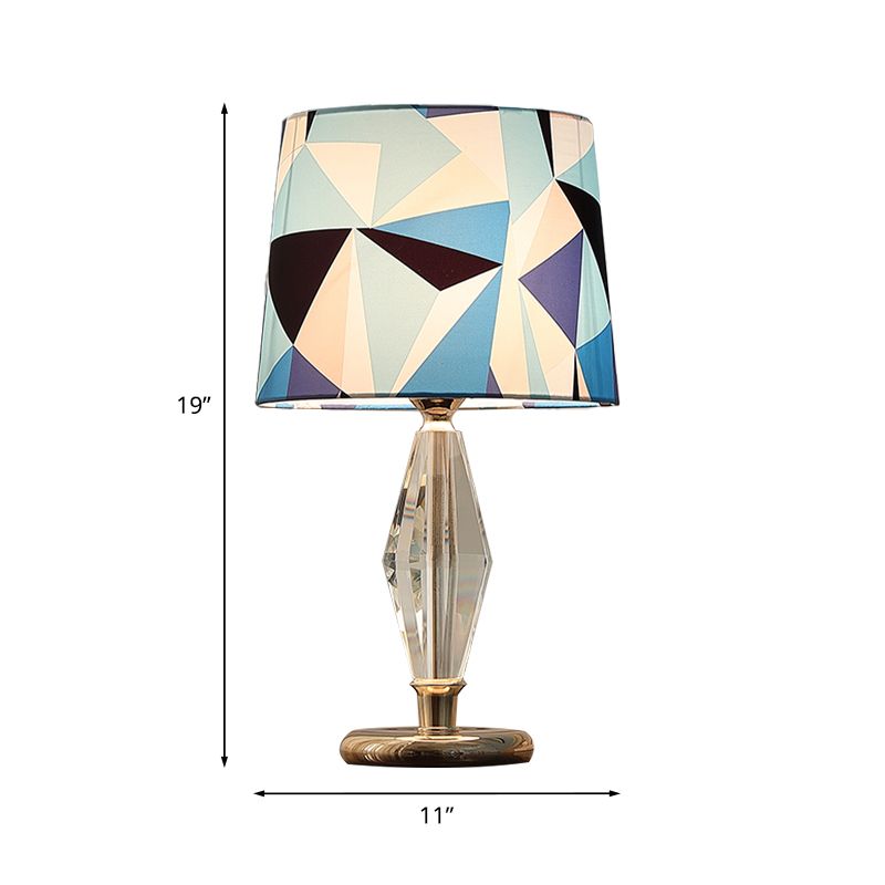Patchwork stof tafellamp modern 1 lamp slaapkamer nachtkastje licht in blauw met kristal accent