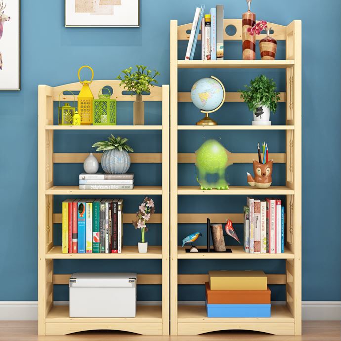 Etagere Vertical Modern Book Shelf Natural Wooden Shelf Bookcase for Study Room