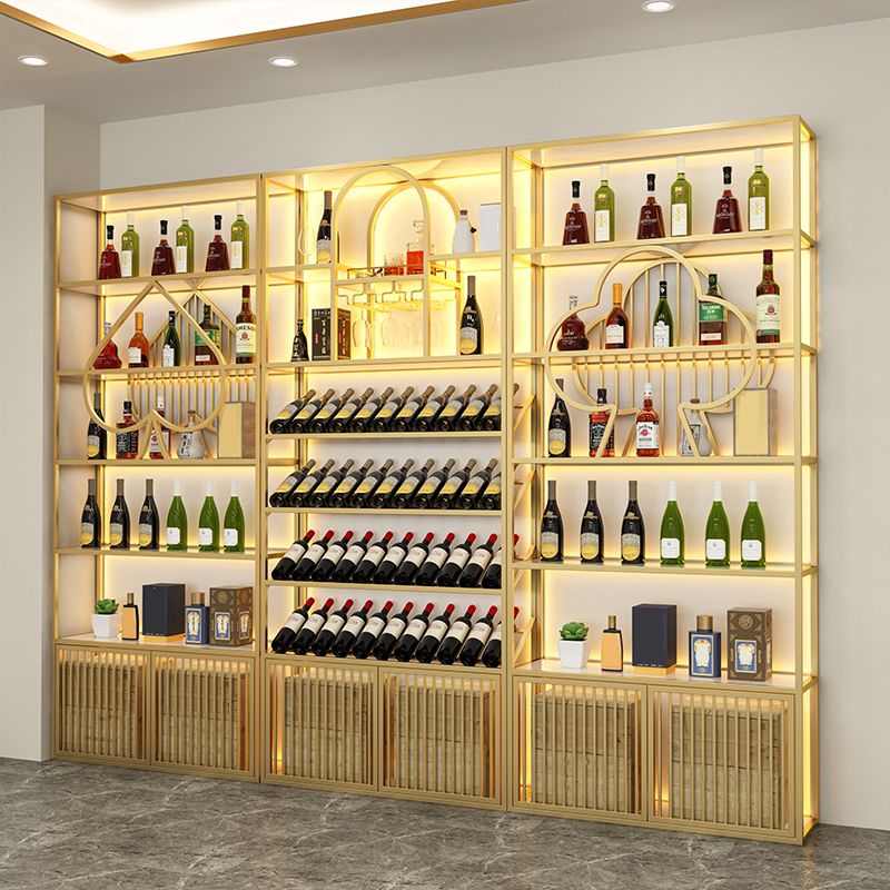 Luxury Freestanding Wine Bottle Rack Metal with Storage Shelves Bottle Holder