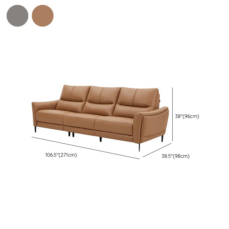 Genuine Leather Flared Arm Sectional -Contemporary Power Recliner Sectional Couch